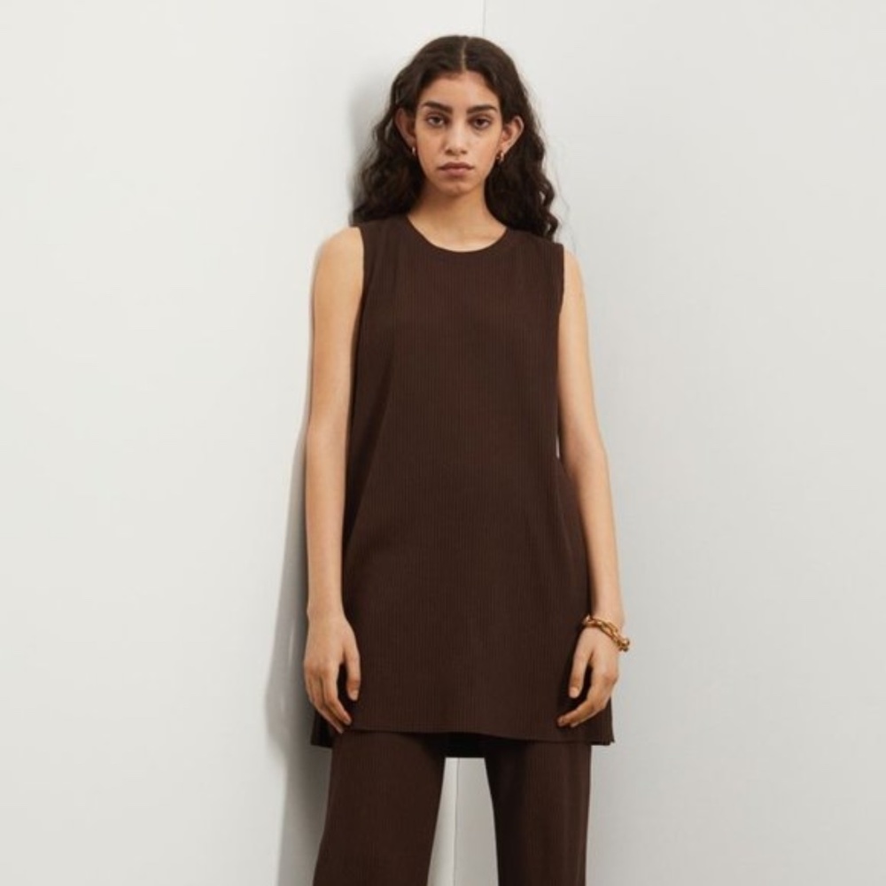 H&M Ribbed Tunic - Brown (XL)